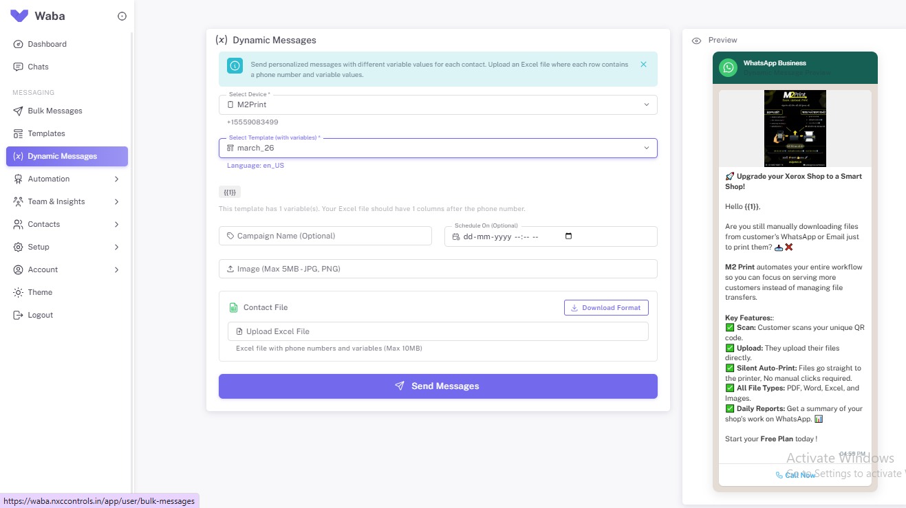 Dynamic Send Message — Personalised WhatsApp Business API Messaging at Scale