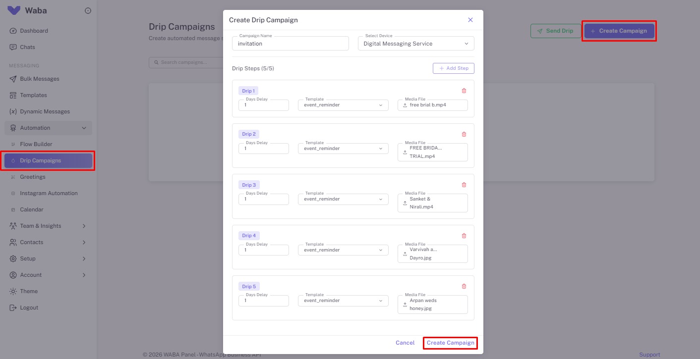 Drip Campaigns — WhatsApp Business API Automated Multi-Step Message Sequences