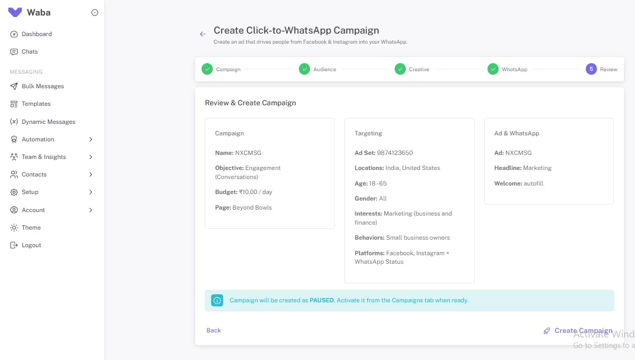 Meta Marketing (WhatsApp Ads) Click-to-WhatsApp Campaign — Drive Facebook & Instagram Ad Traffic Directly into WhatsApp Business API