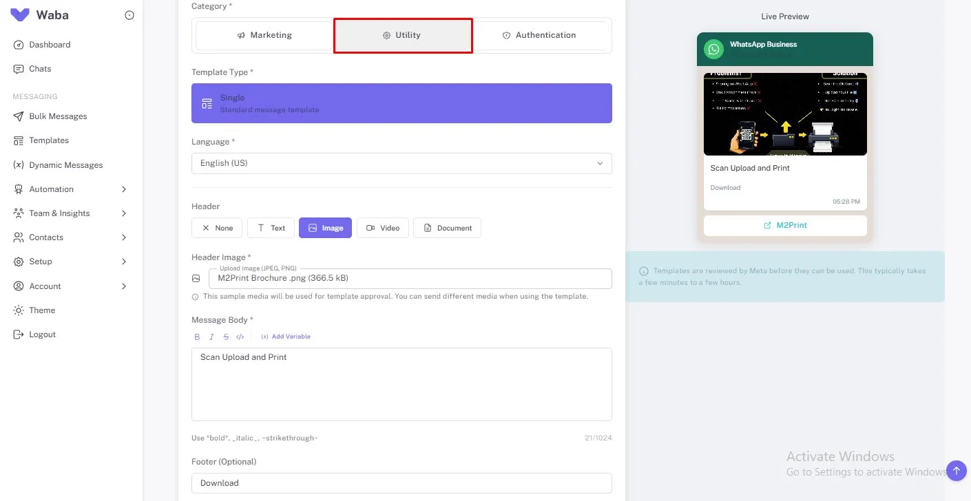 Utility Templates — WhatsApp Business API Marketing, Utility & Authentication Message Templates
